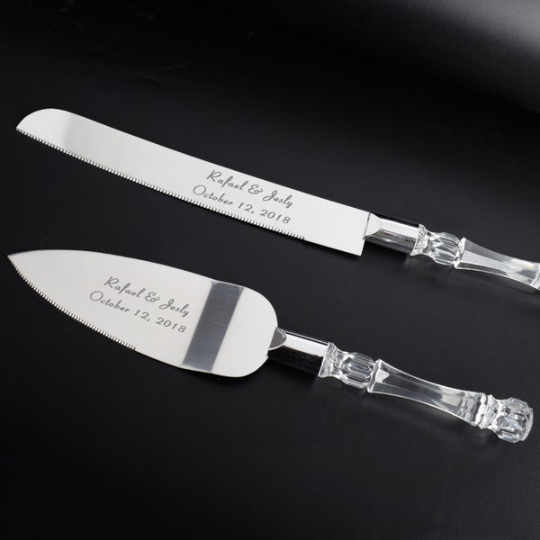 Gravierte Hochzeitstorte Messer und Tortenheber Set, Kuchen schneiden und Cutter personalisierte Andenken