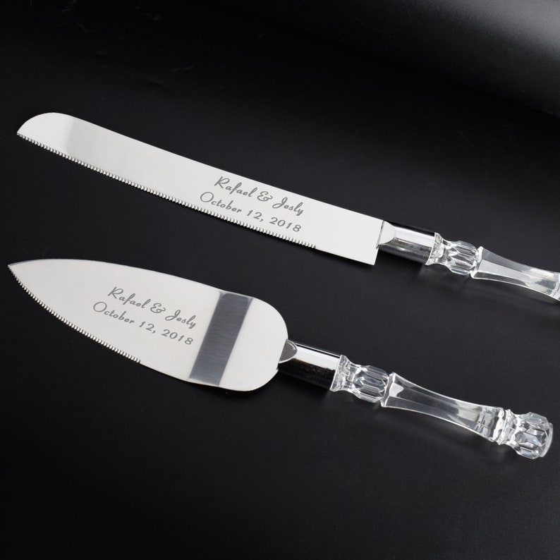 Cake cutter wedding Engraved Cake Server Knife Set Custom Cake Cutting Set for Cake Personalized Cake Knife perfect Wedding Gift Keepsake image 1