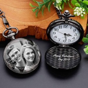 Men Pocket Watch Engraved photo Anniversary Personalized Gift Custom Pocket Watch for husband  -Birthday Gift