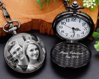 Engraved Photo Pocket Watch – Personalized Anniversary Gift