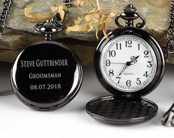 Orologio Da Tasca Inciso Personalizzato - Regalo Per Lui Anniversario Matrimonio - Quadrante Bianco