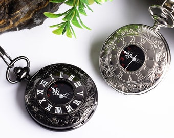 Personnalisé Pocket Watch Hommes Cadeau Personnalisé Anniversaire Cadeau -Gravure Laser Monogramme Cadeau Pour Mari