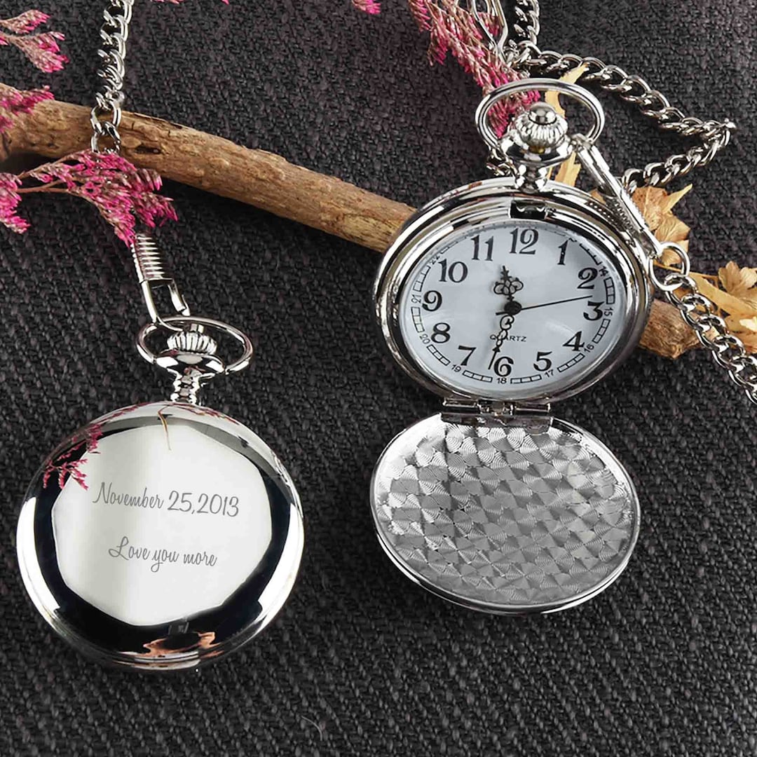 Personalized Pocket Watch Engraved Men Gift Custom Pocket Etsy