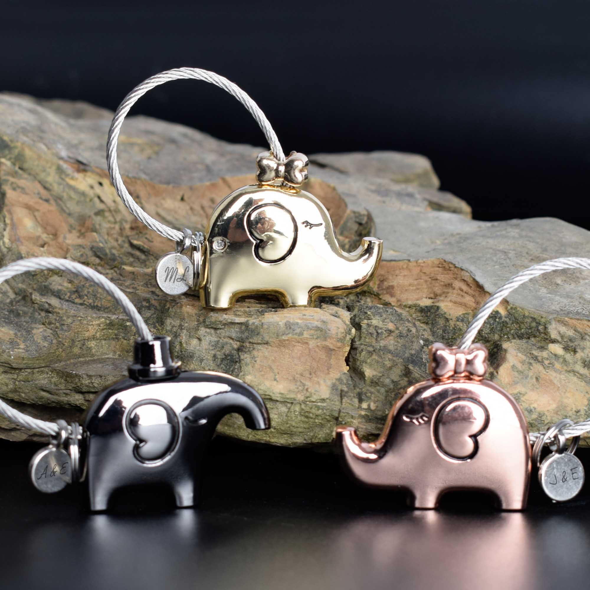 Elephant keychain with Personalized engraved message on it as Etsy