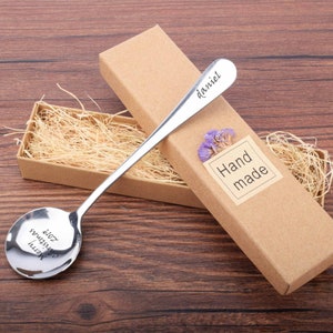 Serving Spoon Stainless, Custom Name Dessert Spoon , Small Spoon Stamped Spoon Engraved Spoon with Your Own text, Gift for her