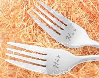 Wedding Forks Engraved, Custom Wedding Date Fork Set, Personalized Gift for Couple Anniversary Gift