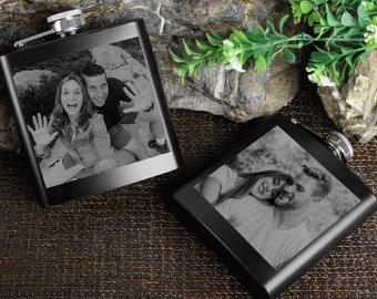 Flask Personalized, Photo Hip Flask For Men, Picture Engraved Flask , Flask For Husband Him