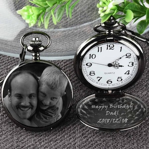 Birthday Gift Pocket Watch Engraved photo Anniversary Personalized Gift Custom Pocket Watch Father&#39;s Day Gift for Dad/ Men/ husband