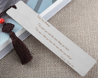 Personalized Metal Bookmark - Custom Engraved Gift for Bookworms, Teachers, and Kids