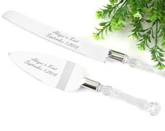 Wedding Cake Server Set Custom Cake Cutting Set which Personalized Engraved Cake Knife is perfect as Bridal Wedding Gift with Cake Serving