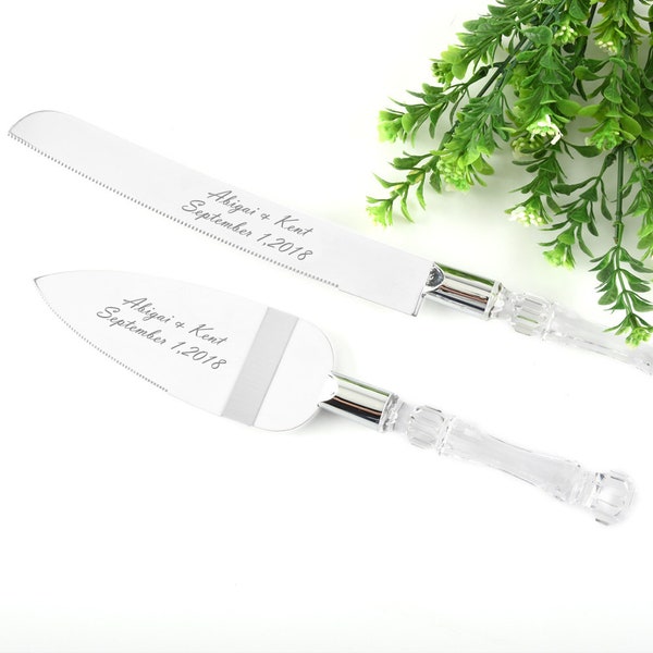 Wedding Cake Server Set Custom Cake Cutting Set which Personalized Engraved Cake Knife is perfect as Bridal Wedding Gift with Cake Serving