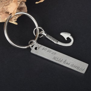 Personalisierter Fisch-Schlüsselanhänger, einzigartiges Angelgeschenk für Männer, Freund-Schlüsselanhänger