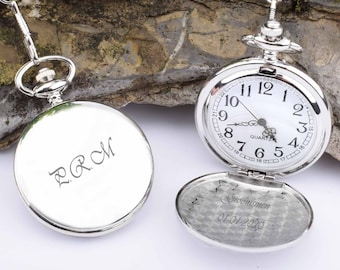 Reloj de bolsillo grabado – Regalo personalizado de recuerdo grabado con foto, aniversario personalizado