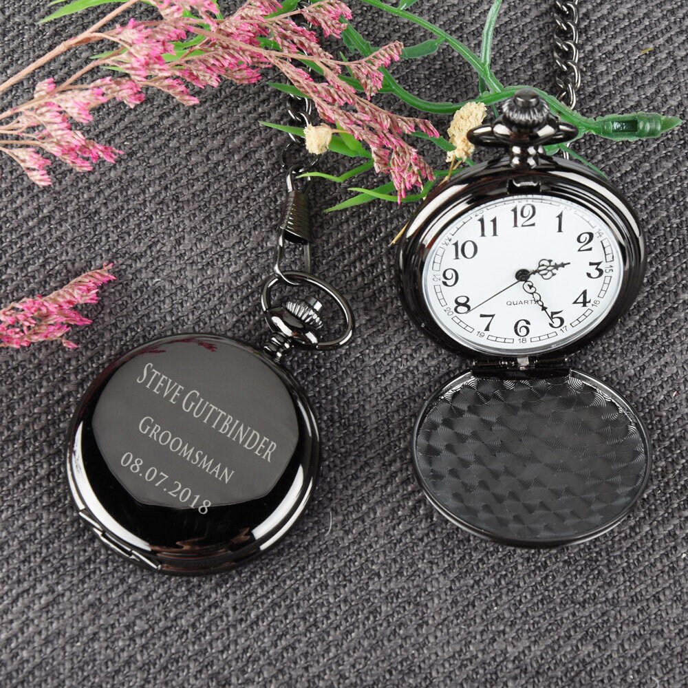 Custom Pocket Watch Engraved With Photo Anniversary Etsy