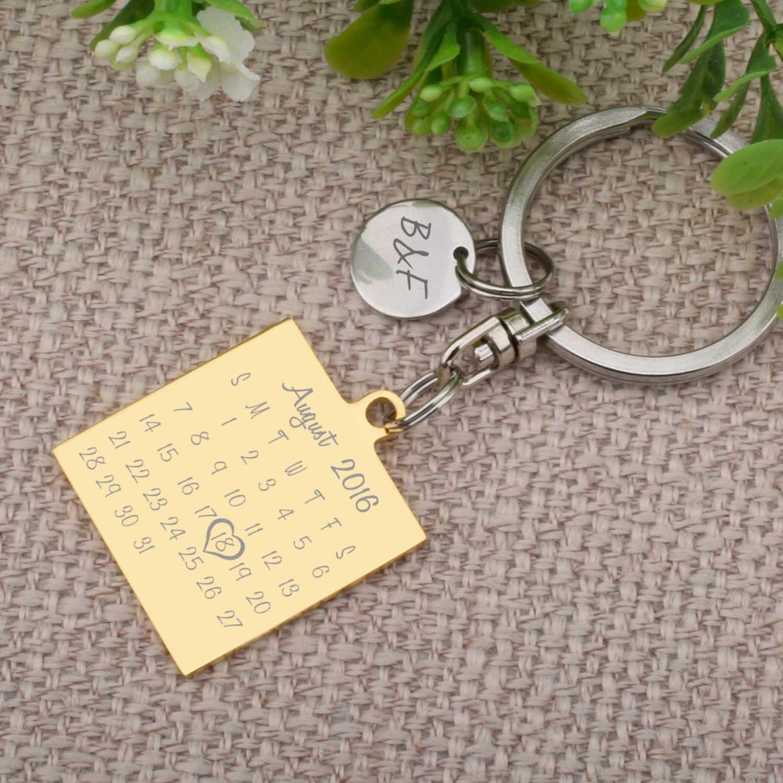 Calendar Key Chain Personalized Anniversary Keychain Date Etsy