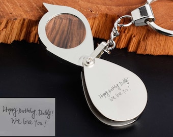 Personalized Handwriting Engraved Magnifying Glass Keychain