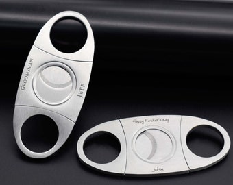 Engraved Cigar Cutter for Cigar Smokers, Father's of Bride Gift, Wedding Gift for men, Groomsman Best Man Keepsake