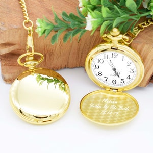 Pocket Watch Gold Wedding Personalized men Gift Custom Pocket Watch - Groomsmen Gift - Pocket Watch Gift For men - Anniversary Gift
