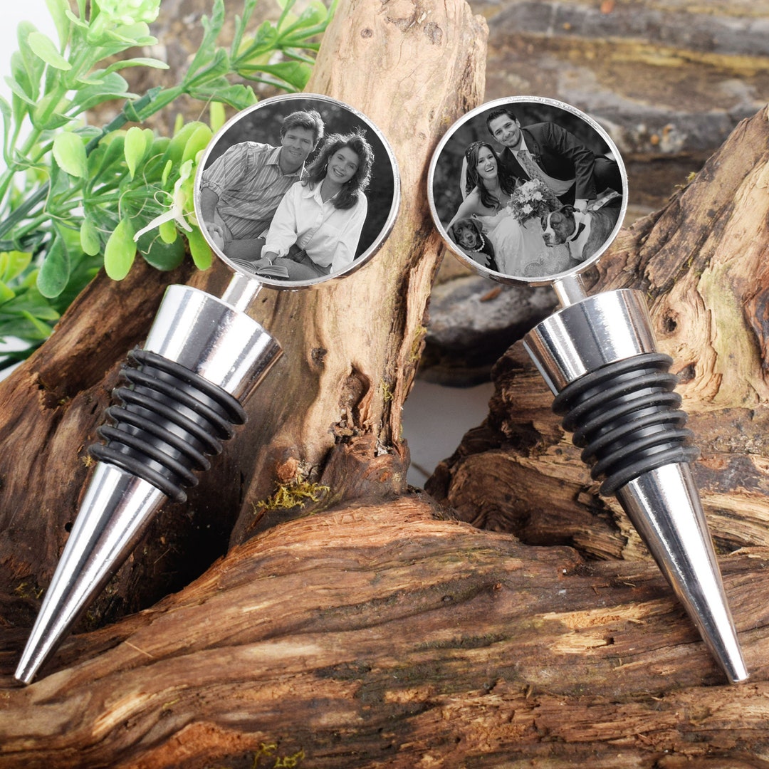 Custom Wine Stopper, Personalized Anniversary Gift, Photo Engraved Wine