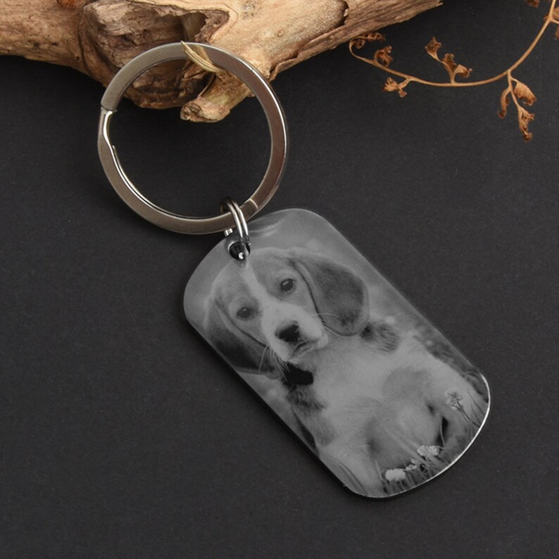 Photo keychain dog tag engraved keychainCustom Engraving Etsy