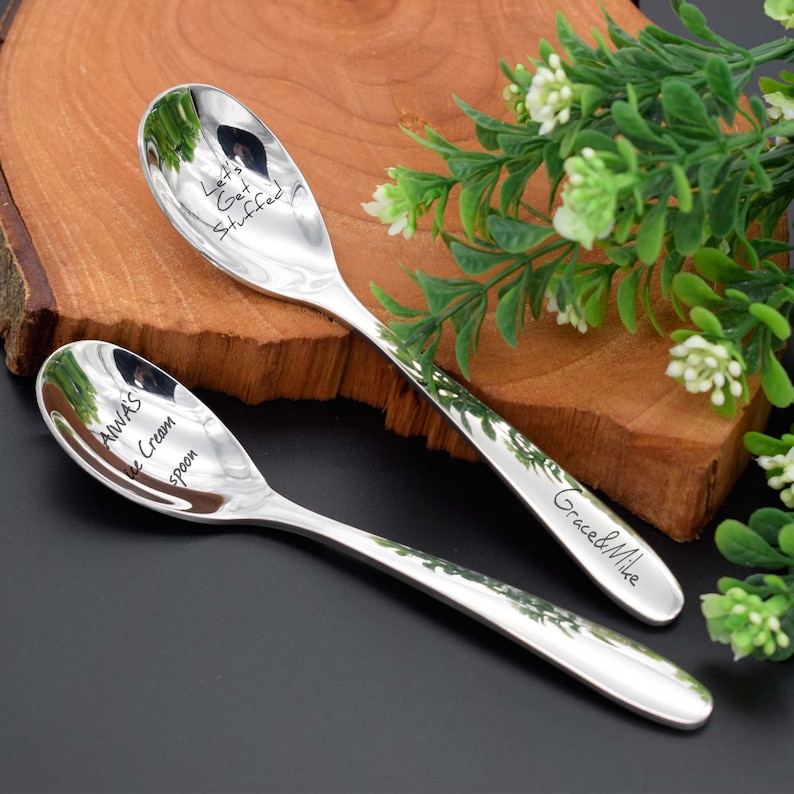 Spoon Text Personalized Spoon Stainless, Custom Name Dessert Spoon , Small Stamped ...