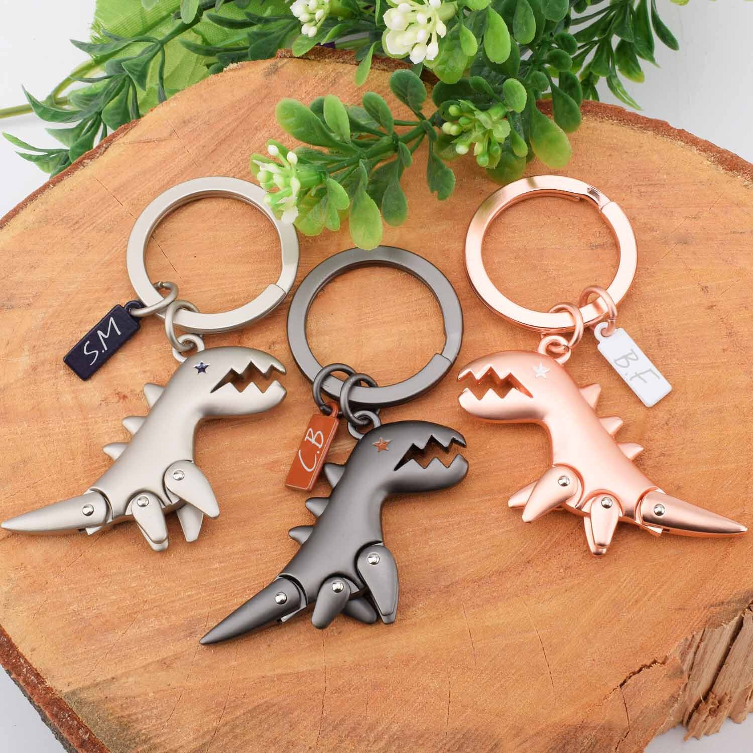 Dinosaur Keychain dinosaur keyring Animal keychain boy Etsy