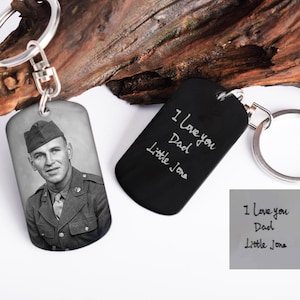 Personalized Photo Keychain - Engraved Custom Gift for Men - Anniversary Present