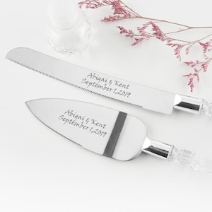 Cake cutter wedding Engraved Cake Server Knife Set Custom Cake Cutting Set for Cake Personalized Cake Knife perfect Wedding Gift Keepsake image 5