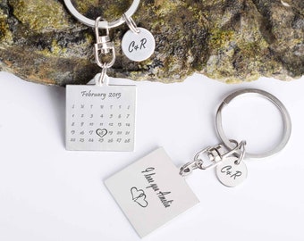 Date keychain Custom Calendar Key Chain Personalized Anniversary Keychain, Valentine's  Day Gifft for Girlfriend/Boyfriend