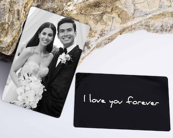 Personalized Wallet Card, Photo Metal Wallet Insert, Engraved Wallet Insert, Anniversary Gift for Him