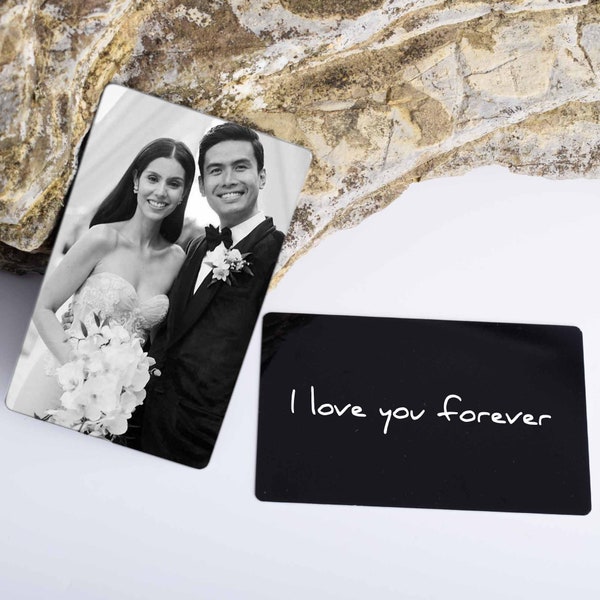 Personalized Wallet Card, Photo Metal Wallet Insert, Engraved Wallet Insert, Anniversary Gift for Him