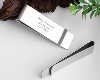 Pince à billets personnalisée en acier inoxydable : monogramme gravé, cadeau de garçon d'honneur
