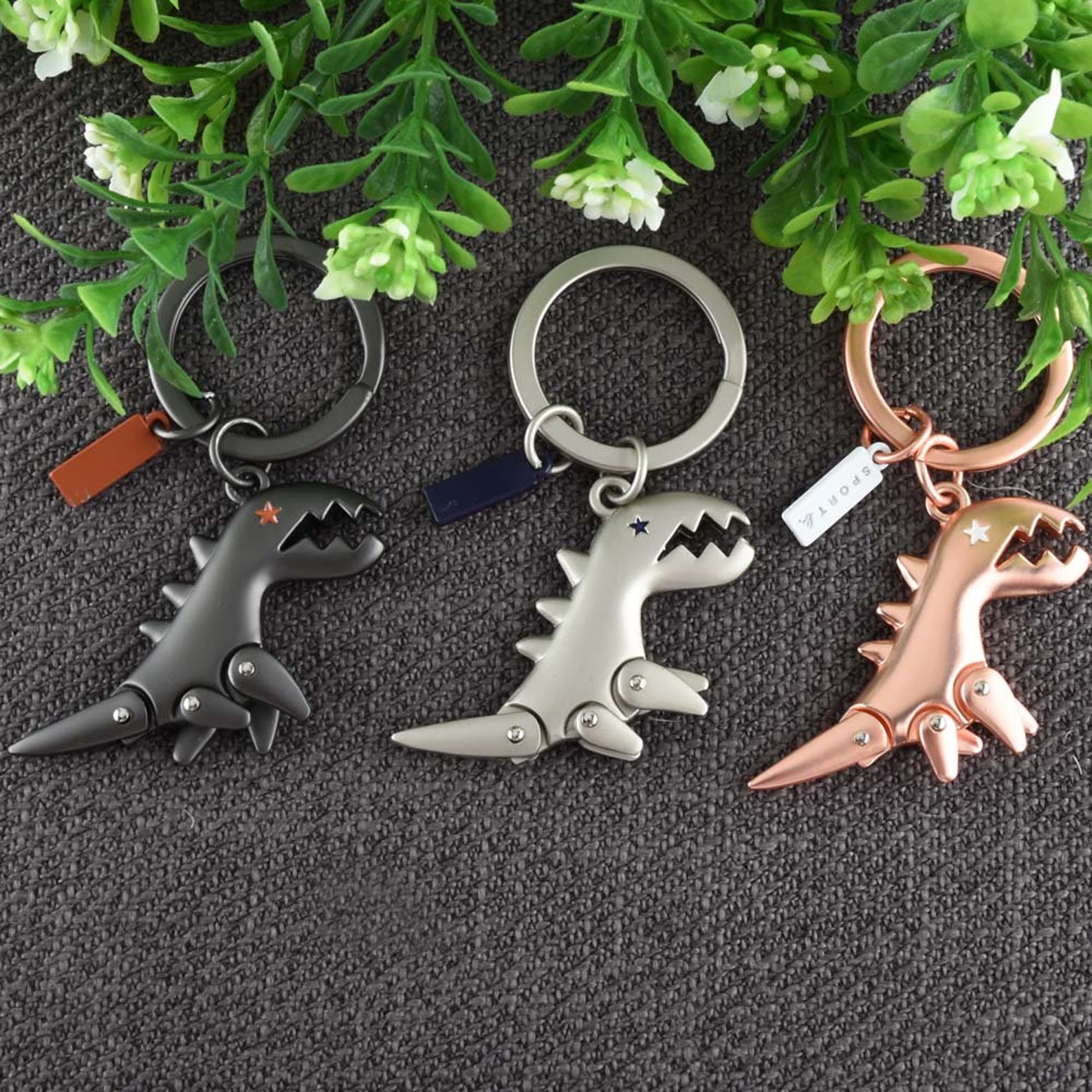 Dinosaur Keychain dinosaur keyring Animal keychain boy Etsy