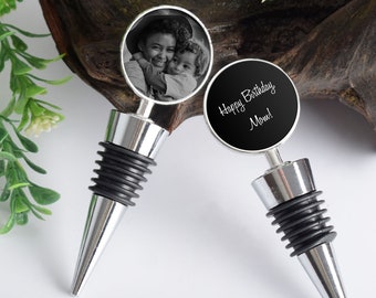 Photo Engraved Wine Gift, Personalized Wine Stopper, Custom Anniversary Gift,  Wine Bottle Stopper, Mother's Day Gift