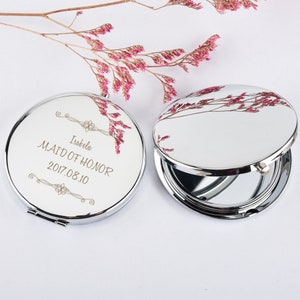 Customized Purse Mirror - Engraved Compact Mirror for Bridesmaid - Wedding Day Gift - Personalized Mirror for Her