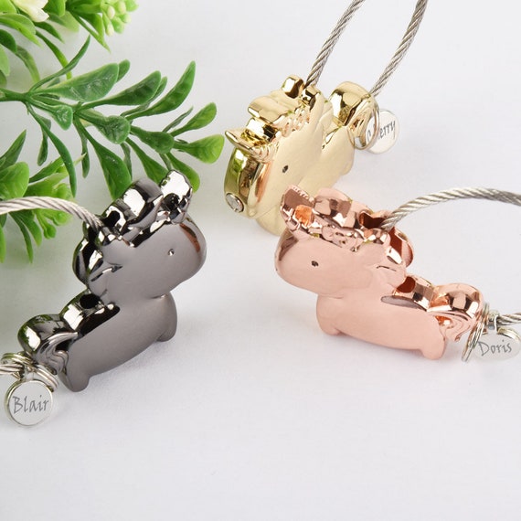 Personalized Unicorn Keychain, Custom Name Keyring, Anniversary Gift