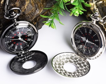 Pocket Watch Personalized for Men Gift Custom Anniversary Gift -Laser Engraving Monogram Gift For Husband