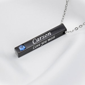 Custom Necklace Bar Necklace Engraved Name for Men, Customized Necklace Engraved Handwriting of Jewelry for Him Boyfriend Gift
