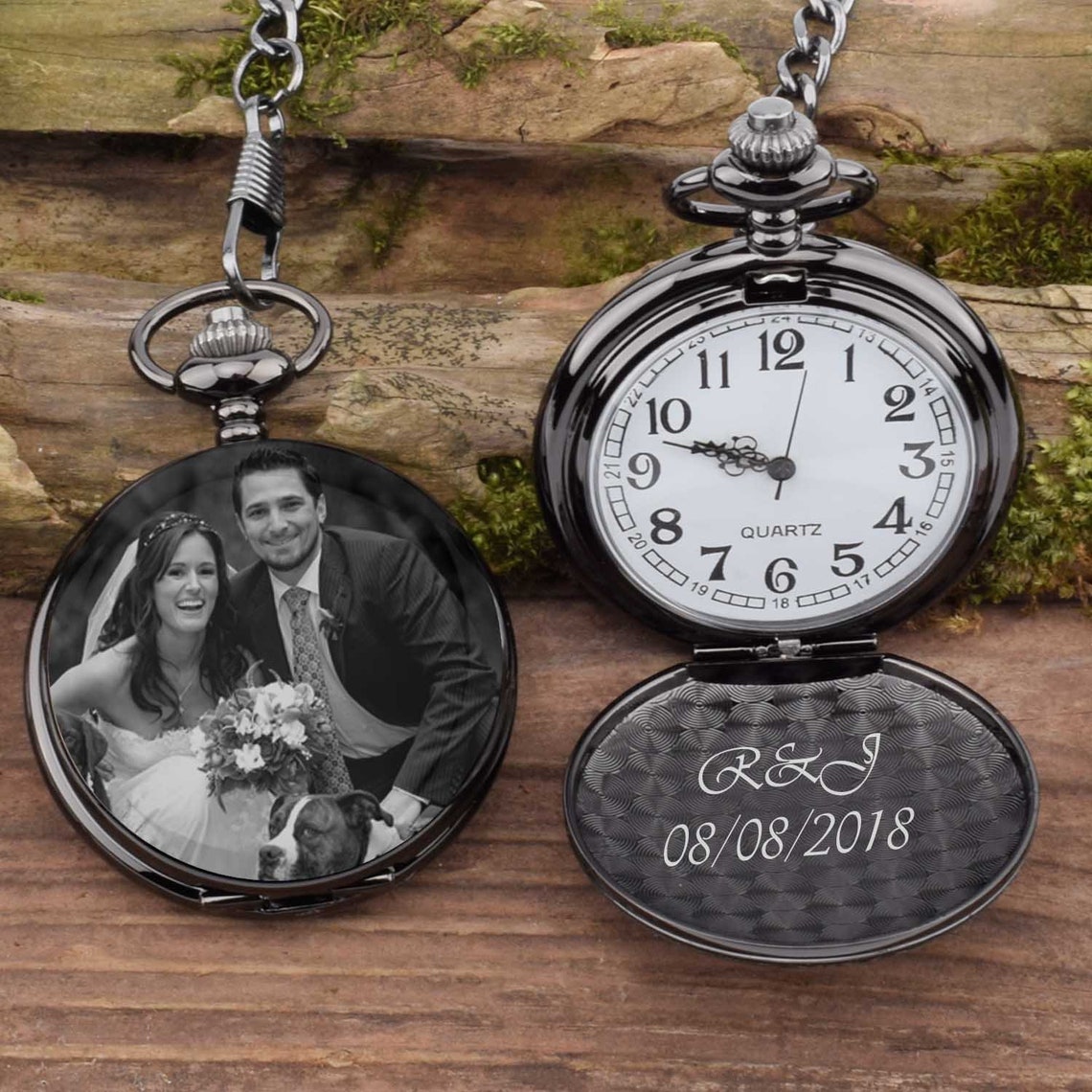Men Pocket Watch Engraved Photo Anniversary Personalized Gift Etsy