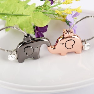 Personalized Keychain Elephant Animal Keyring Anniversary Gift  Wedding Gift,  Gift for couple Gift and Bride Gift for Him