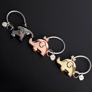 Personalized keychain with Elephant Keyring Anniversary Gift, Gift idea for Lover