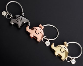 Personalized keychain with Elephant Keyring Anniversary Gift, Gift idea for Lover