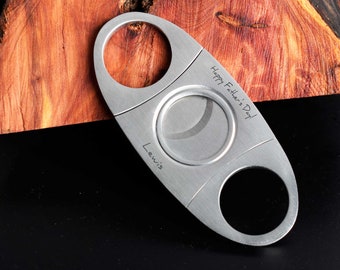 Personalized Stainless Steel Cigar Cutter, Engraved Stainless Steel Guillotine