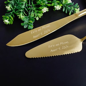 Wedding Cake Cutter Set Engraved Cake Knife Server Set, Wedding Custom Cake Serving Set, Wedding Gift for Couples image 3