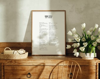 Aangepaste songtekstprint, minimalistische stijl (gepersonaliseerd kunstwerk)