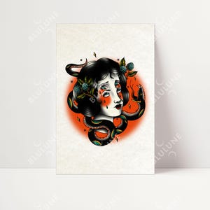 Medusa Poster - Traditionelle Tattoo Kunst