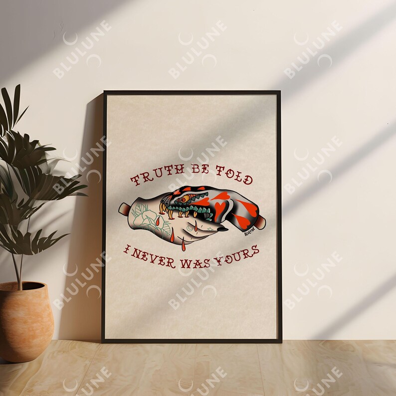 Snake Biting Hand Tattoo Art Print - American Traditional image 7