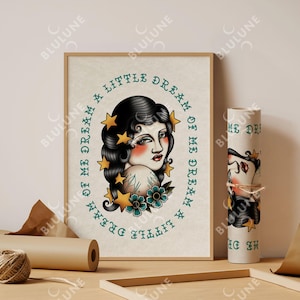 Lady Tattoo Art Print – Stars in Hair, American Traditional image 9