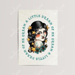 Lady Tattoo Art Print – Stars in Hair, American Traditional image 8