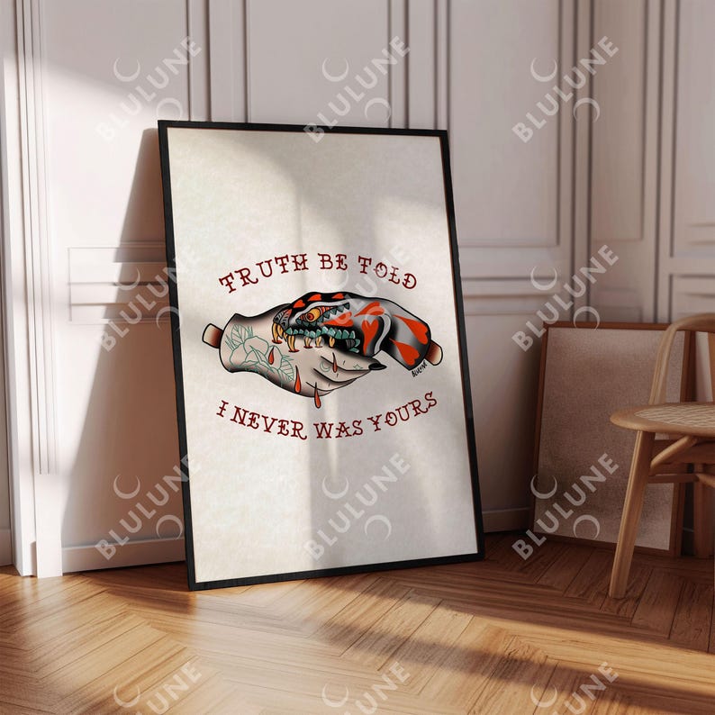 Snake Biting Hand Tattoo Art Print - American Traditional image 8